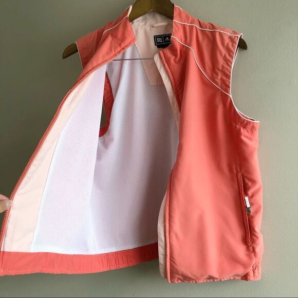 Adidas Retro Sporty Hiking Workout Sleeveless Zip Up Jacket Vest Top Pink - Picture 8 of 14
